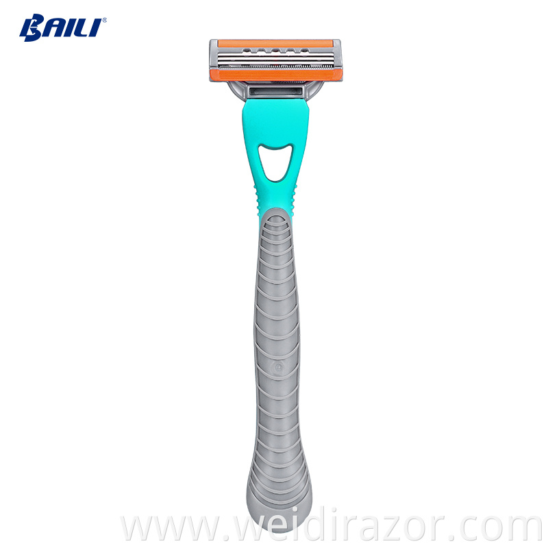 China best shaving razor factory manufacturing triple blade head plastic handle system razor